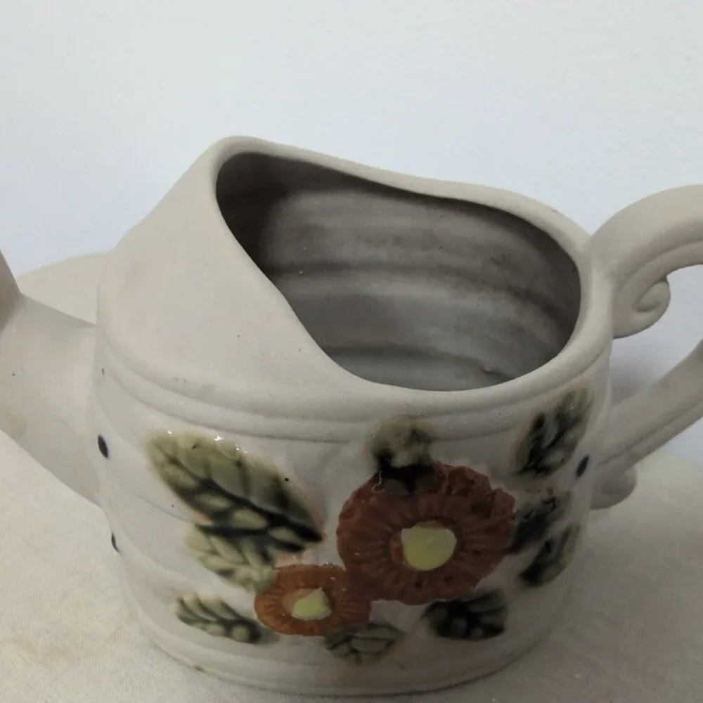 Unique Clay Flower Planter Shaped Watering Can 4.5” H x 7” L x 3” W - Picture 3 of 6